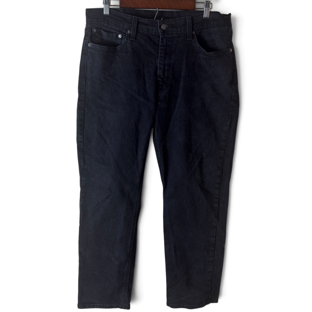 Levi's 502 Taper Fit Black Denim Jeans Mens 35x30 WaterLess 18181-0422